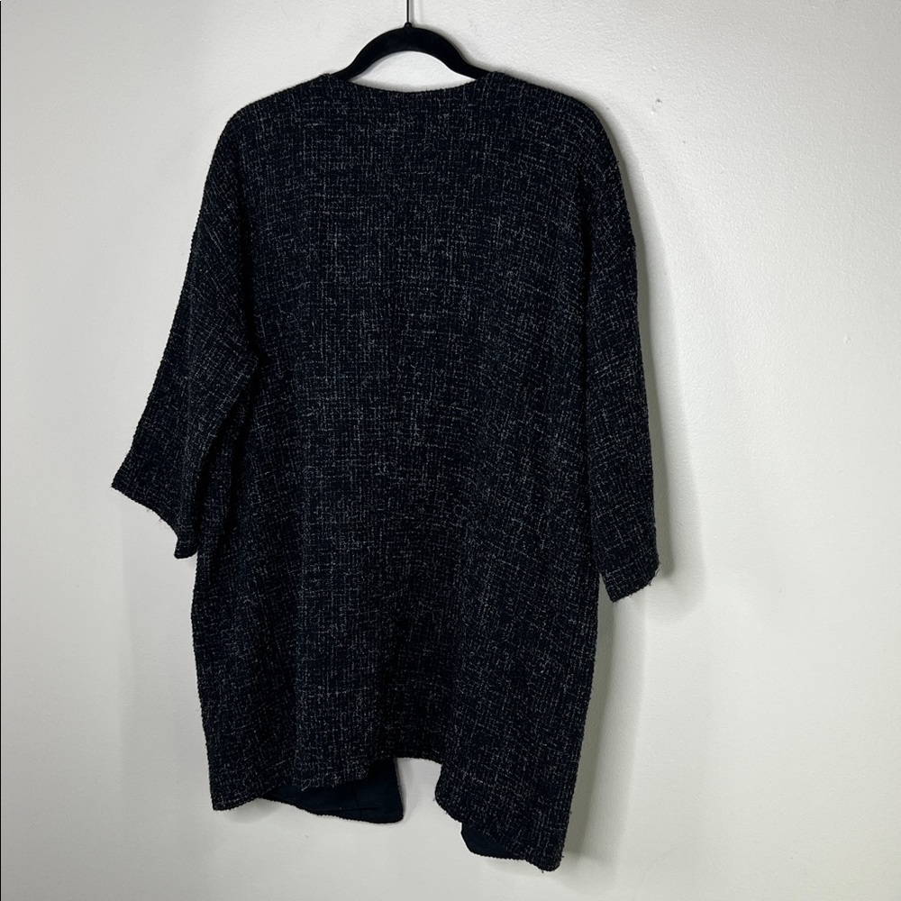 Eileen Fisher Briar Patch Black Wool open front 3/4 sleeve Jacket Blazer size XL - Picture 10 of 13